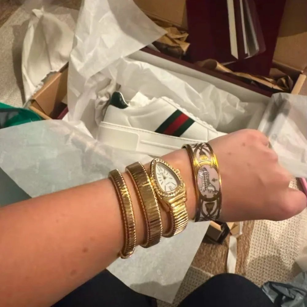 Serpenti Luxury Gold Wrap Watch with Crystal-Embellished Teardrop Dial
